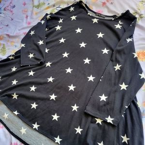 Kim & Cami Star Spangled Swing Flow Top 1XL Black And White